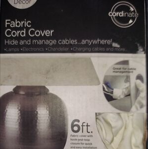 NEW IN BOX Home Decor 6FT Fabric Cord Cover- Eggshell White- Cable Management